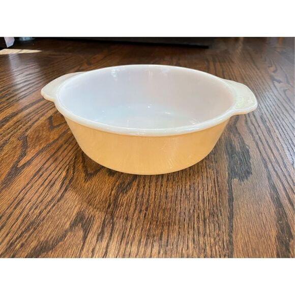Fire King, Peach Lustre, Casserole,  Vintage, MCM, 11, 1 1/2 Quart,  Round, Doub - Picture 1 of 7